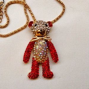 Betsy Johnson Teddy Bear Necklace Charm with Chain